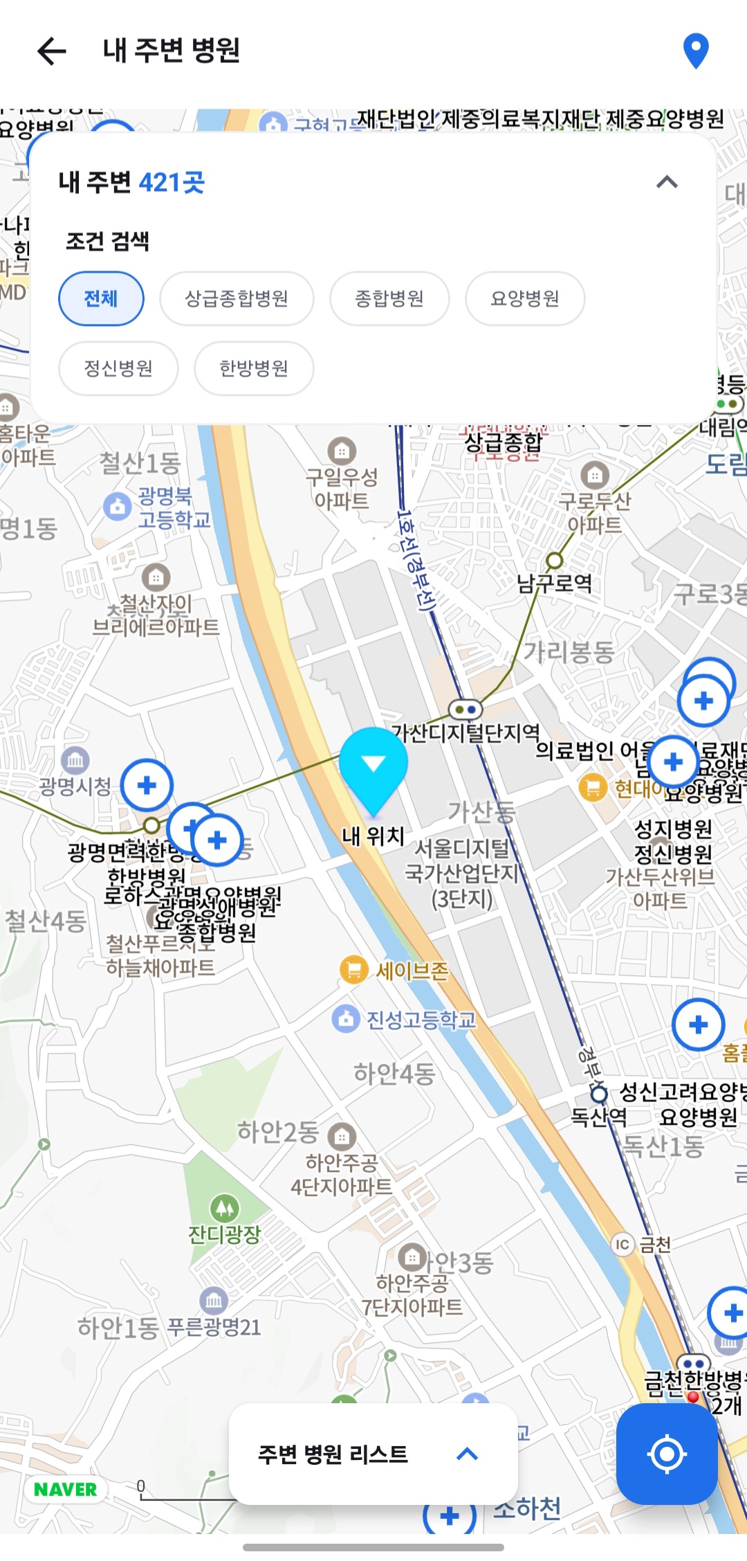 내 주변 병원 지도